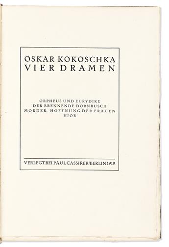 Kokoschka, Oskar (1886-1980) Vier Dramen. [Four Plays.]